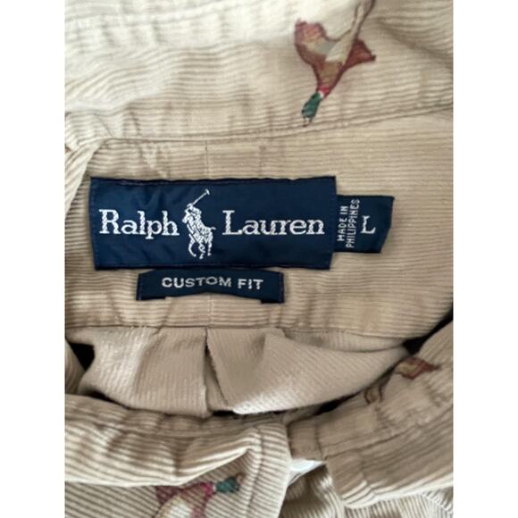Ralph Lauren Shirt Mens L Corduroy Mallard Duck Print Preppy Outdoors Hunting - Picture 4 of 9